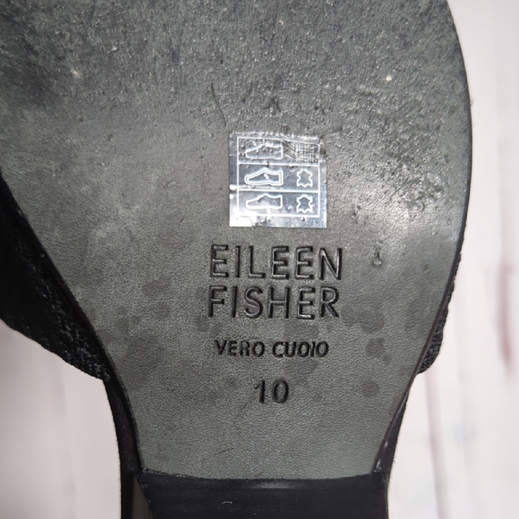 Eileen Fisher Black Hallo Knit D'Orsay Pumps Almond Toe 10 Minimal Quiet Luxury - Picture 14 of 16